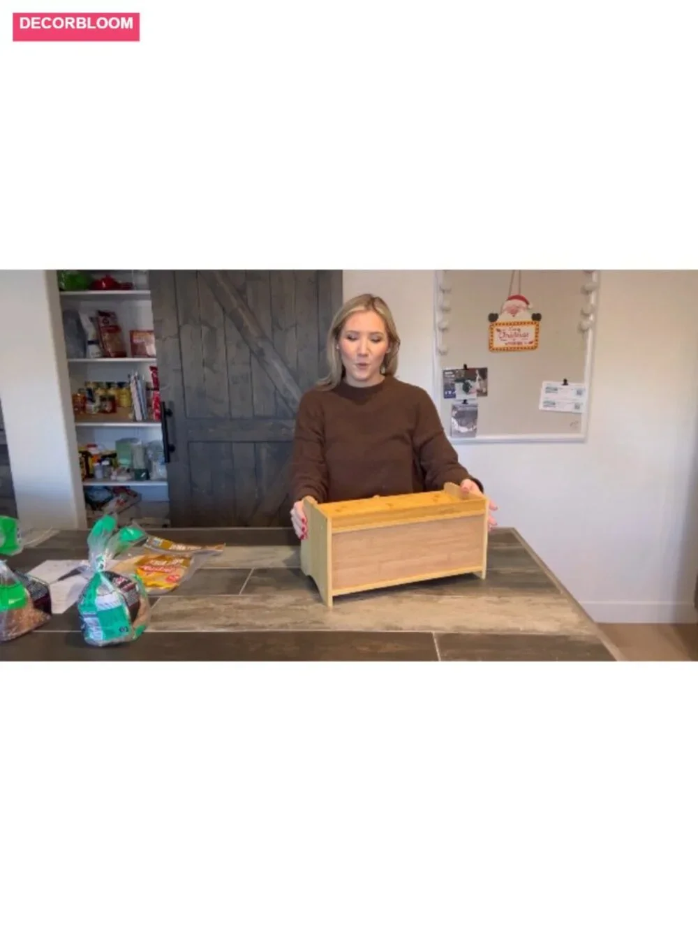 Bamboo Bread Box with Window and Magnetic Latch for Kitchen Countertop Storage